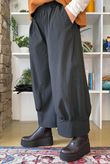 Bennie Quirky Barrel Pant Coffee Bean Pin Stripe